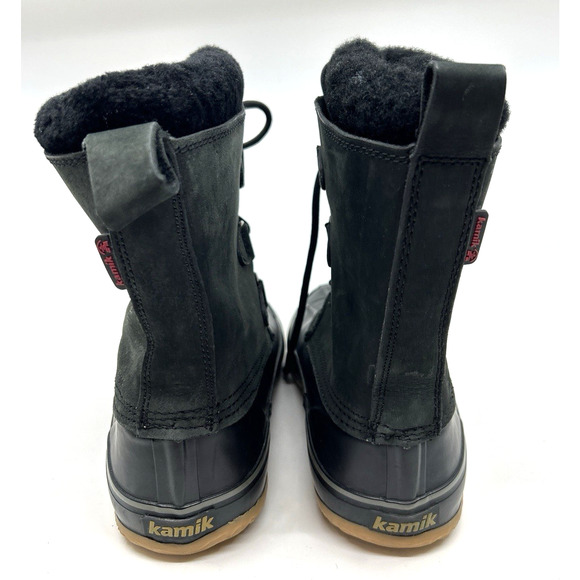 Kamik Damsel Boots Women’s Suede Winter Faux Fur Size 8 Black Lace Up - Picture 4 of 7